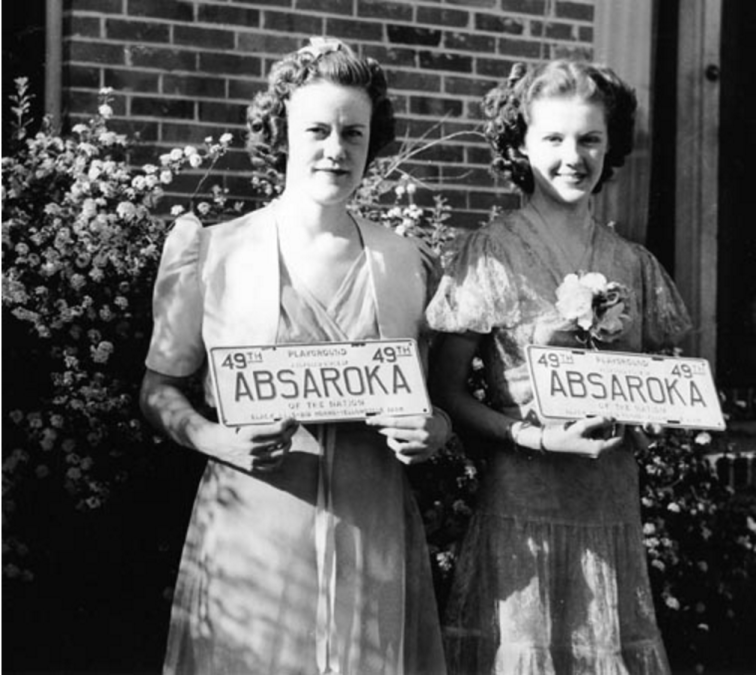 Mrs. Ester Booras and Mrs. Dorothy Wimer competing for the TItle of Miss Absaroka