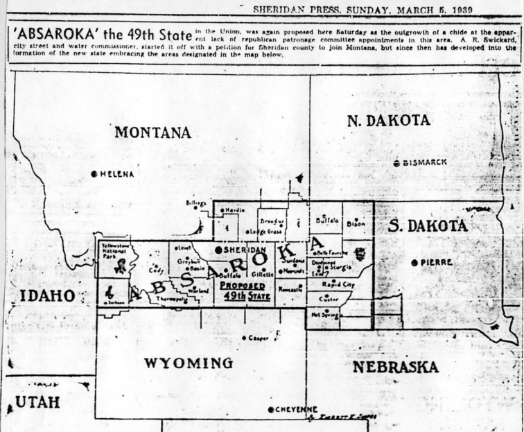 Map of the Proposed 49th State Absaroka